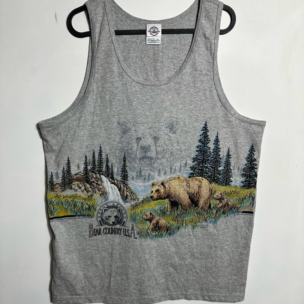 Vintage Bear Country All over graphic  Delta Gray Pro Weight Tank Top
